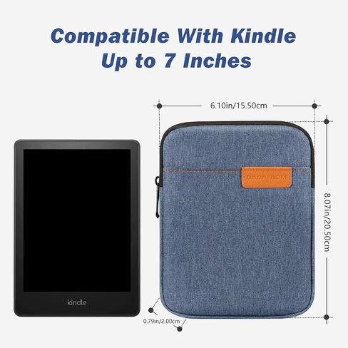 6-7 Inch Protective Sleeve Carrying Case Fits All-New 6" Kindle 11th Gen 2022, Kindle 10th/8th Gen 2019/2016, 6.8" Kindle Paperwhite 11th 2021/10th Gen 2018, Kindle Oasis E-Reader, Light Blue in Saudi Arabia