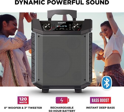 ION Audio Block Rocker - Portable Bluetooth Outdoor Party Speaker with Karaoke Microphone, Battery, 4 Speakers, Radio, USB Port, App, Water-Resistant, 120W in Kuwait