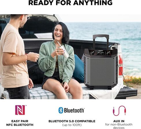 ION Audio Block Rocker - Portable Bluetooth Outdoor Party Speaker with Karaoke Microphone, Battery, 4 Speakers, Radio, USB Port, App, Water-Resistant, 120W in Kuwait