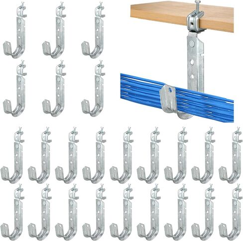 Tandefio 50 Pack Cable Support J Hook with Beam Clamp, Heavy Duty Metal Wire Cable Support J Hook Hangers for Wire Management (2 Inch) in Kuwait