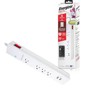Energizer Smart Wi-Fi 4 Outlet 2 USB Power Strip, 1,200 Joules, Powers 4 Separate Items, Charge Compatible Devices, Compatible with Alexa/Siri/Google Assistant… in Kuwait