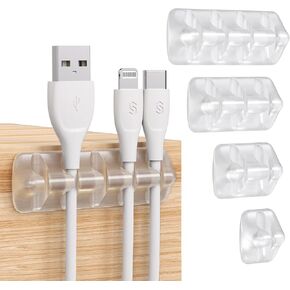 SYNCWIRE Cable Clips, Self Adhesive Cord Organizer Cable Management Wire Holder System for Organizing Cable Cords, Ideal for Home, Office, Cubicle, Car, Nightstand, Desk Accessories, 5 Pack (Black) in Kuwait