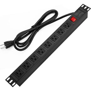 BTU Power Strip Surge Protector Rack-Mount PDU, 8 Right Angle Outlets Wide-Spaced, Mountable Power Strip Heavy Duty for Server Racks, Commercial, 300J,ETL (Black 6FT) in Kuwait