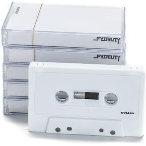 FYDELITY Snow White Chrome Cassette Tape Blank Cassette Tapes for Recording Blank Audio Tapes Clear Audio Cassette Tape Colored Cassettes Tapes Empty Cassette Tape Recordable Tapes-5 Pack 60 Minute