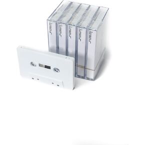 FYDELITY Snow White Chrome Cassette Tape Blank Cassette Tapes for Recording Blank Audio Tapes Clear Audio Cassette Tape Colored Cassettes Tapes Empty Cassette Tape Recordable Tapes-5 Pack 60 Minute