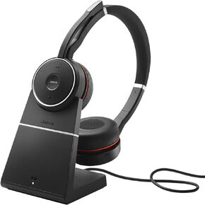 Jabra Evolve 75 UC Wireless Headset, Stereo – Includes Link 370 USB Adapter and Charging Stand – Bluetooth Headset with World-Class Speakers, Active Noise-Cancelling Microphone, All Day Battery in Saudi Arabia