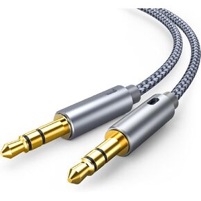oldboytech 2 Pack AUX Cord, 3.5mm Audio Cable [4ft/1.2M, Hi-Fi Sound] Nylon Braided AUX Auxiliary Cable for Car Compatible with Stereos, Speaker, iPod iPad, Headphones and More(Grey)