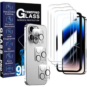 JCJCLY [عبوة قيمة 3+3+1] لهاتف iPhone 13 [6.1 بوصة] ملحقات واقي الشاشة من الزجاج المقوى، 3 واقيات شاشة، 3 واقيات لعدسات الكاميرا، إطار واحد سهل التركيب، صلابة 9H، وضوح عالي، مضاد لبصمات الأصابع، مضاد للخدش خالية من الفقاعات، سهلة التركيب،