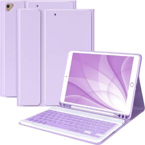 حافظة لوحة مفاتيح لجهاز iPad 10.2 بوصة الجيل التاسع والثامن والسابع، مع حامل بلوتوث وقلم رصاص قابل للفصل، 10.2 بوصة/iPad Air 10.5 بوصة (الجيل الثالث)/iPad Pro 10.5 بوصة، وظيفة النوم/الاستيقاظ التلقائي (وردي)