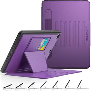 SEYMAC stock Case for iPad (A16) 11th/10th Generation 11/10.9'', Full-Body Drop Protection,[Stitched Slim Pencil Sleeve],Strong Magnetic Auto Sleep Case, Absorbing Multi-Angles Stand, Card Slot- Black in Kuwait