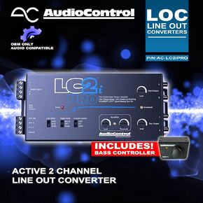 AudioControl LC2i PRO 2-Channel Line Output Converter with Impedance Matching, AccuBASS, GTO, Audio Signal Sense, 12V Turn-On and ACR-1 Dash Remote Subwoofer Control (Renewed) in Kuwait