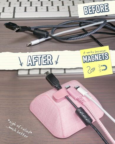 حامل سلك مغناطيسي ذكي - منظم كابلات مع مشابك مغناطيسية لإدارة الشاحن على سطح المكتب أو المنضدة أو الطاولة الجانبية - رقم 2 قلم رصاص رمادي in Kuwait