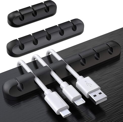 SOULWIT Cable Holder Clips, 3-Pack Cable Management Cord Organizer Clips Self Adhesive for Desktop USB Charging Cable Nightstand Power Cord Mouse Cable Wire PC Office Home in Kuwait