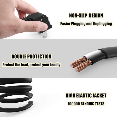 TV Power Cord Compatible with Samsung TV, Ancable UL Listed 6FT Right Angle C7 Replacement Power Cable Compatible with Samsung LG TCL Sony Insignia Sharp Toshiba (18 AWG-Non Polarized) in Kuwait