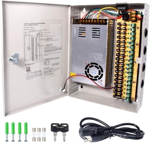 CCTV Power Supply 18CH Channel Port Box, LETOUR Distributed Power Supply Output 12V 30 Amp, for CCTV DVR Security System and Cameras in Kuwait