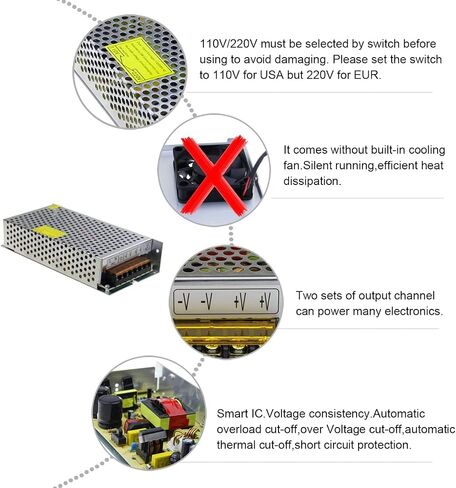ALITOVE AC 110V/220V to DC 12V 30A 360W Universal Regulated Switching Power Supply Transformer Adapter LED Driver for LED Strip, CCTV Camera System, Radio in Kuwait