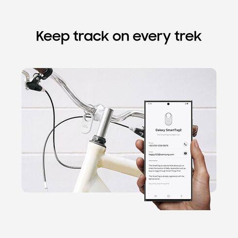 SAMSUNG Galaxy SmartTag2, Bluetooth Tracker, Smart Tag GPS Locator Tracking Device, Item Finder for Keys, Wallet, Luggage, Pets, Use w/Phones and Tablets Android 11 or Later, 2023, 1 Pack, White in Kuwait