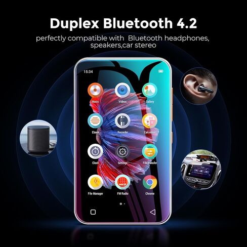 مشغل Mp3 واي فاي 72 جيجابايت مع بلوتوث، TIMMKOO 4.0 بوصة شاشة لمس كاملة مشغل Mp3 Mp4 مع مكبر صوت، مشغل موسيقى رقمي محمول HiFi Sound Walkman مع راديو FM ومسجل وكتاب إلكتروني وساعة ومتصفح (أخضر) in Kuwait