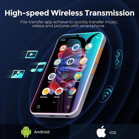 مشغل Mp3 واي فاي 72 جيجابايت مع بلوتوث، TIMMKOO 4.0 بوصة شاشة لمس كاملة مشغل Mp3 Mp4 مع مكبر صوت، مشغل موسيقى رقمي محمول HiFi Sound Walkman مع راديو FM ومسجل وكتاب إلكتروني وساعة ومتصفح (أخضر) in Kuwait