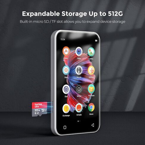 مشغل Mp3 واي فاي 72 جيجابايت مع بلوتوث، TIMMKOO 4.0 بوصة شاشة لمس كاملة مشغل Mp3 Mp4 مع مكبر صوت، مشغل موسيقى رقمي محمول HiFi Sound Walkman مع راديو FM ومسجل وكتاب إلكتروني وساعة ومتصفح (أخضر) in Kuwait