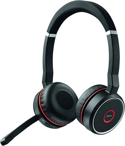 Jabra Evolve 75 MS Wireless Headset, Stereo – Includes Link 370 USB Adapter and Charging Stand – Bluetooth Headset with World-Class Speakers, Active Noise-Cancelling Microphone, All Day Battery in Saudi Arabia