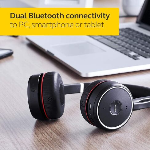 Jabra Evolve 75 MS Wireless Headset, Stereo – Includes Link 370 USB Adapter and Charging Stand – Bluetooth Headset with World-Class Speakers, Active Noise-Cancelling Microphone, All Day Battery in Saudi Arabia