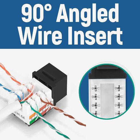Everest 90 Degree RJ45 Cat6 Keystone Jacks Slim Profile 50-Pack White | Compatible with 90° Angled Speed Termination Tool - easyJACK (B094WB91H3) in Kuwait