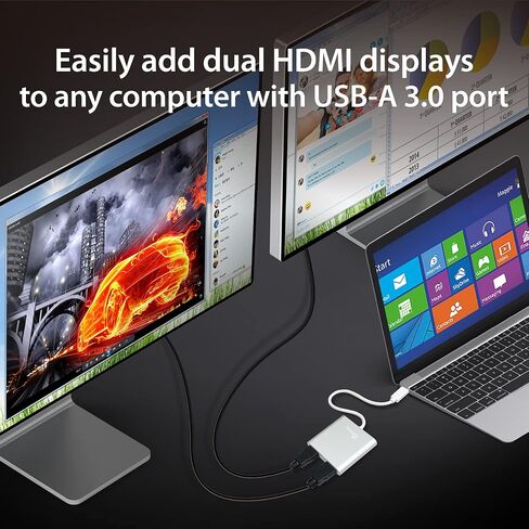 j5create USB to HDMI Adapter - Dual HDMI USB 3.0 Multi-Monitor Cable | 4K + 1080p | Compatible with Windows and macOS (JUA365) in Saudi Arabia
