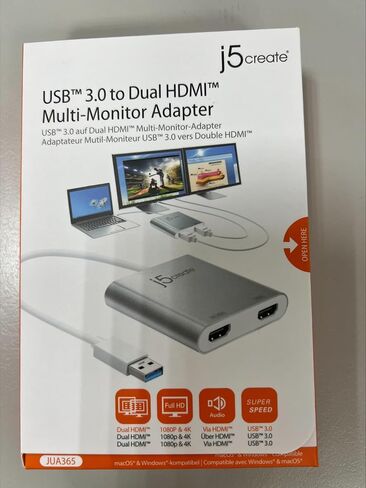 j5create USB to HDMI Adapter - Dual HDMI USB 3.0 Multi-Monitor Cable | 4K + 1080p | Compatible with Windows and macOS (JUA365) in Saudi Arabia