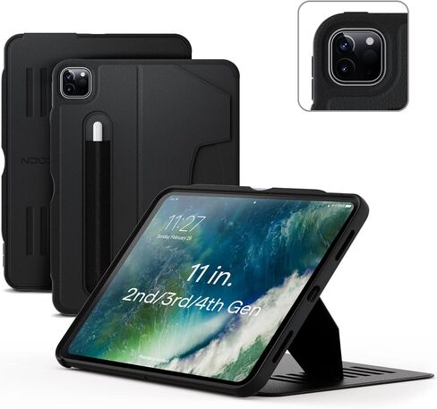 ZUGU CASE for iPad Pro 11 1st/2nd/3rd/4th Generation 2018/20/21/22 [Black] | Ultra Slim Protective Cover, Apple Pencil Holder w/Charging, Convenient 8-Angle Magnetic Stand, Auto Sleep/Wake Function in Kuwait