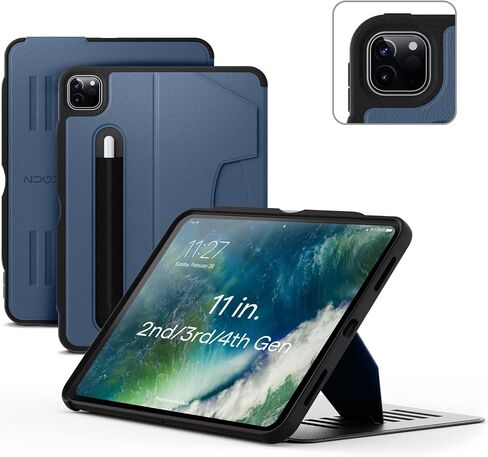 حافظة ZUGU لجهاز iPad Pro مقاس 11 بوصة (الجيل الأول والثاني والثالث والرابع) 2018/2020/2021/2022 - حافظة واقية نحيفة - شحن قلم Apple اللاسلكي - حامل مغناطيسي مريح وغطاء للنوم/الاستيقاظ - أسود مخفي in Saudi Arabia
