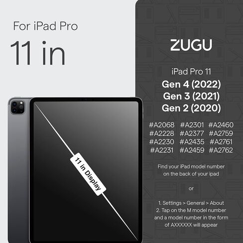 حافظة ZUGU لجهاز iPad Pro مقاس 11 بوصة (الجيل الأول والثاني والثالث والرابع) 2018/2020/2021/2022 - حافظة واقية نحيفة - شحن قلم Apple اللاسلكي - حامل مغناطيسي مريح وغطاء للنوم/الاستيقاظ - أسود مخفي in Saudi Arabia