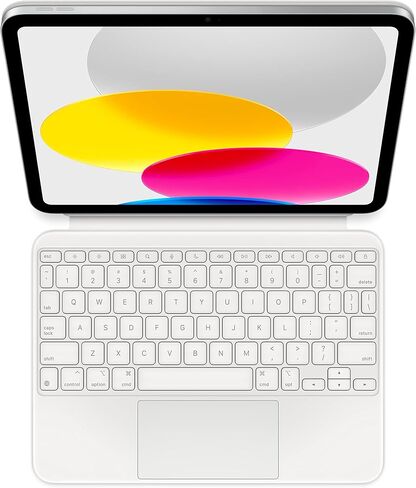 Apple Magic Keyboard Folio: iPad Keyboard and case for iPad (A16 and 10th Generation), Detachable Two-Piece Design that attaches magnetically, Built-in trackpad, US English – White | Detachable keyboard with trackpad and 14-key function row for typing, na in Kuwait