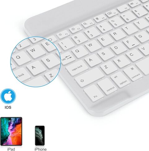 لوحة مفاتيح بلوتوث OMOTON، لوحة مفاتيح لاسلكية قابلة للشحن لأجهزة iPad وiPad Pro وiPad Mini وiPad Air مع إضاءة LED (أبيض) in Kuwait
