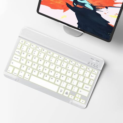 لوحة مفاتيح بلوتوث OMOTON، لوحة مفاتيح لاسلكية قابلة للشحن لأجهزة iPad وiPad Pro وiPad Mini وiPad Air مع إضاءة LED (أبيض) in Kuwait