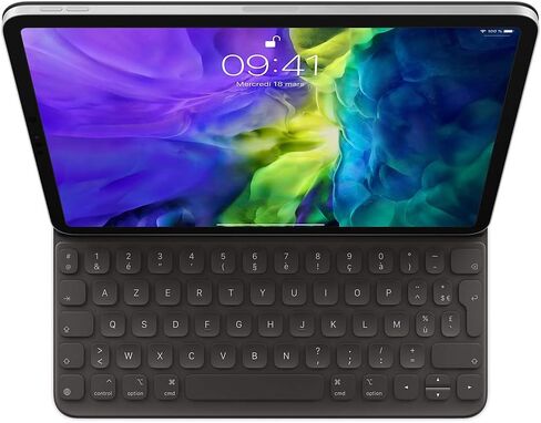 حافظة لوحة مفاتيح Apple الذكية: حافظة لوحة مفاتيح iPad Pro مقاس 11 بوصة (الجيل الأول والثاني والثالث والرابع) وiPad Air (الجيل الرابع والخامس)، زاويتان للرؤية، حماية أمامية وخلفية، الإنجليزية الأمريكية - أسود in Saudi Arabia