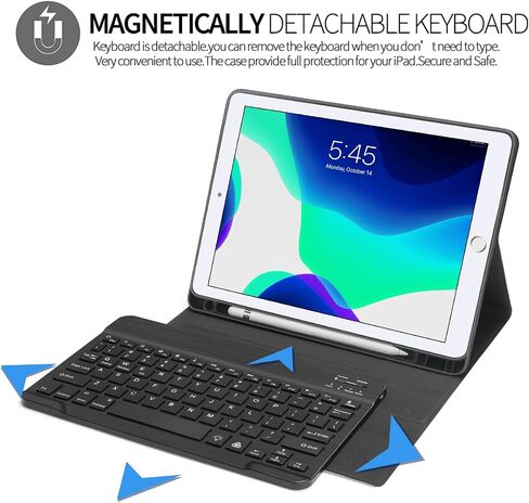 BORIYUAN New iPad 10.2 9th 8th 7th Generation 2021 Keyboard Case, 7 Colors Backlit Detachable Keyboard Slim Leather Folio Smart Cover for iPad 10.2 Inch/iPad Air 10.5"(3rd Gen)/iPad Pro 10.5" – Black in Kuwait