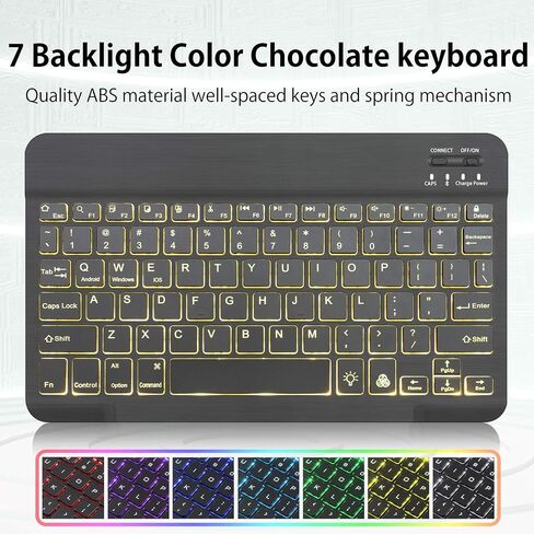 BORIYUAN New iPad 10.2 9th 8th 7th Generation 2021 Keyboard Case, 7 Colors Backlit Detachable Keyboard Slim Leather Folio Smart Cover for iPad 10.2 Inch/iPad Air 10.5"(3rd Gen)/iPad Pro 10.5" – Black in Kuwait