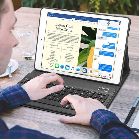 BORIYUAN New iPad 10.2 9th 8th 7th Generation 2021 Keyboard Case, 7 Colors Backlit Detachable Keyboard Slim Leather Folio Smart Cover for iPad 10.2 Inch/iPad Air 10.5"(3rd Gen)/iPad Pro 10.5" – Black in Kuwait