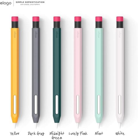 حافظة أقلام Elago الكلاسيكية متوافقة مع غطاء غطاء الجيل الثاني من Apple Pencil، تصميم كلاسيكي، متوافقة مع الشحن المغناطيسي والنقر المزدوج (يجب قراءة تعليمات التثبيت) [أصفر] in Kuwait