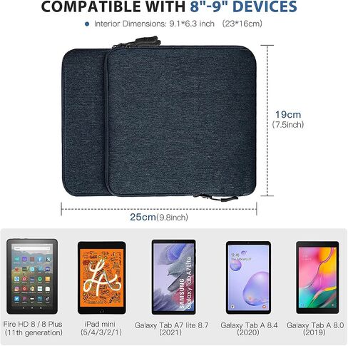 TiMOVO 9-11 Inch Tablet Sleeve for iPad Air 11 Inch 2024, iPad Pro 11 Inch 2024, iPad 10.2 2021-2019, iPad 10th 10.9 2022, iPad Air 5/4, Galaxy Tab A8 10.5/S8 11", Protective Bag with Pockets, Black in Saudi Arabia