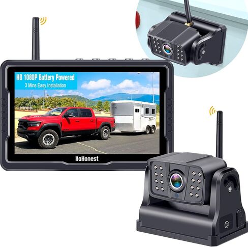 DoHonest Wireless Backup Camera Magnetic: Scratch-Proof Truck Trailer Hitch Rear View Camera HD 1080P No Wiring No Drilling Rechargeable 5 Inch Monitor System for Car RV Camper -V35 in Saudi Arabia