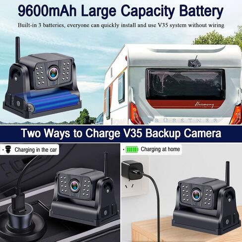 DoHonest Wireless Backup Camera Magnetic: Scratch-Proof Truck Trailer Hitch Rear View Camera HD 1080P No Wiring No Drilling Rechargeable 5 Inch Monitor System for Car RV Camper -V35 in Saudi Arabia