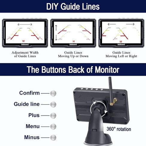 DoHonest Wireless Backup Camera Magnetic: Scratch-Proof Truck Trailer Hitch Rear View Camera HD 1080P No Wiring No Drilling Rechargeable 5 Inch Monitor System for Car RV Camper -V35 in Saudi Arabia