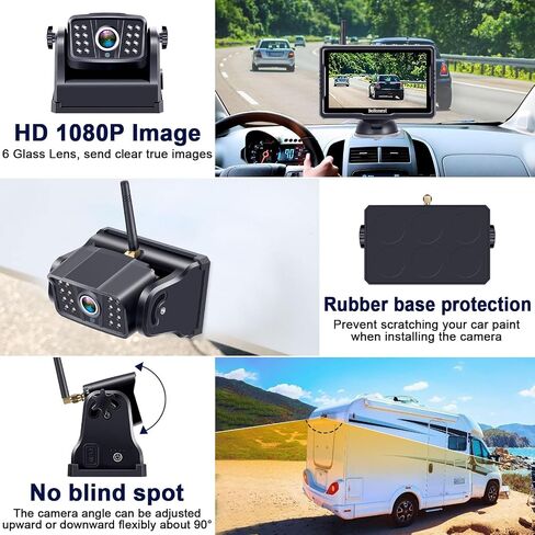 DoHonest Wireless Backup Camera Magnetic: Scratch-Proof Truck Trailer Hitch Rear View Camera HD 1080P No Wiring No Drilling Rechargeable 5 Inch Monitor System for Car RV Camper -V35 in Saudi Arabia