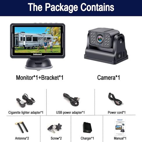 DoHonest Wireless Backup Camera Magnetic: Scratch-Proof Truck Trailer Hitch Rear View Camera HD 1080P No Wiring No Drilling Rechargeable 5 Inch Monitor System for Car RV Camper -V35 in Saudi Arabia