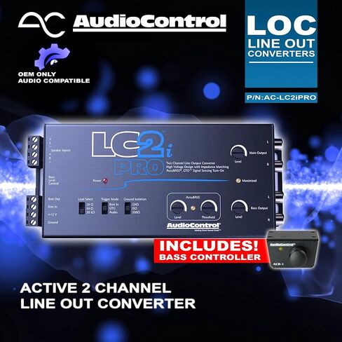 محول إخراج خط AudioControl LC2i PRO ثنائي القناة مع مطابقة المعاوقة، AccuBASS، GTO، تحسس الإشارة الصوتية، تشغيل 12 فولت والتحكم في مضخم الصوت عن بعد ACR-1 (متجدد) in Kuwait