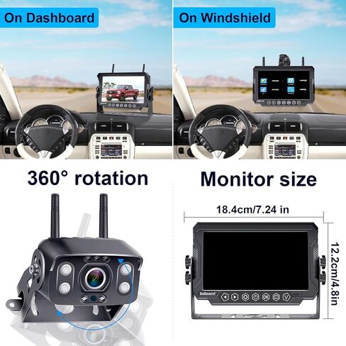 RV Trailer Backup Camera Wireless 2-Cameras: Easy Setup Plug and Play for Furrion Pre-Wired System Recording 7" Touch Key Monitor HD 1080P Truck Camper Fifth Wheel Rear View Cam 4-Channel DoHonest V23 in Kuwait