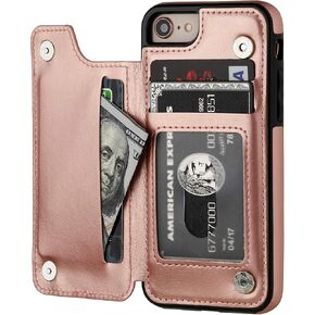 ONETOP for iPhone SE(2022)/SE(2020)/8/7 Wallet Case,Black in Saudi Arabia
