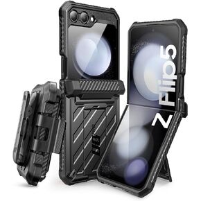 SUPCASE for Samsung Galaxy Z Flip5 5G Case with Kicktand, Black | Detachable Belt-Clip, Hinge Protection, Front Screen Protector, Full Body Military-Grade Phone Cover, Unicorn Beetle Pro in Saudi Arabia